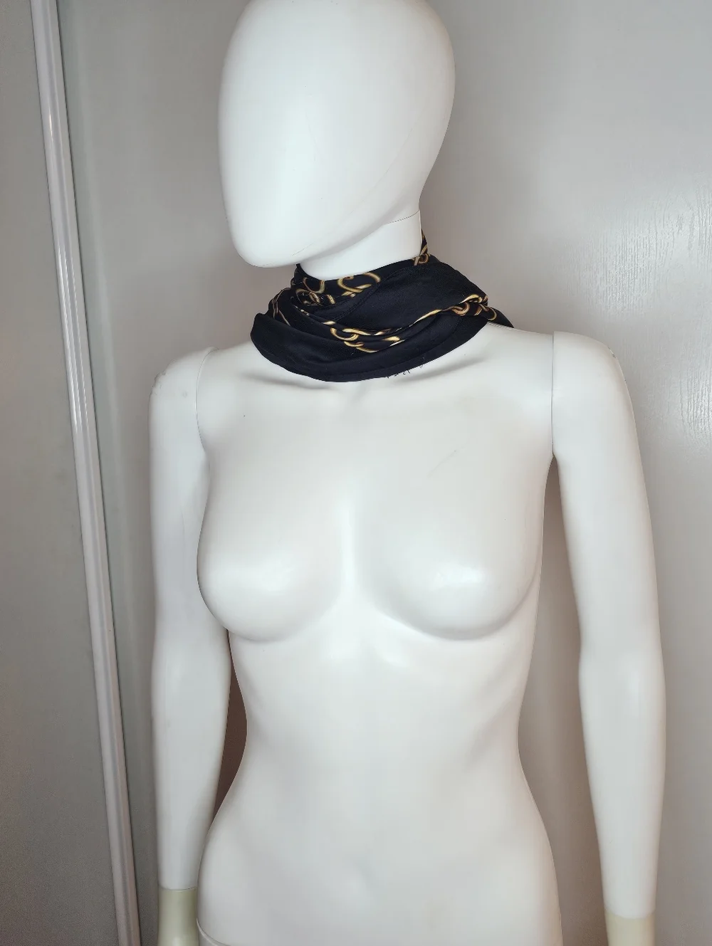 Black & Gold Chain Print Head Scarf - Women Accessories